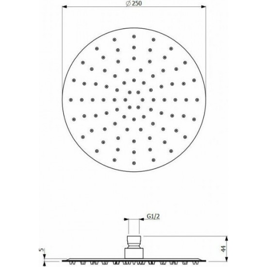 Ανακλινόμενη κεφαλή Armando Vicario 800351-201+800085-201 Brushed gold με Επίτοιχο Μπράτσο Οροφής